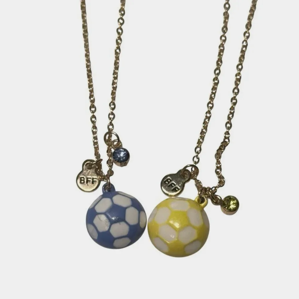 Claire's Blue and Yellow Soccer Ball BFF Necklace Set